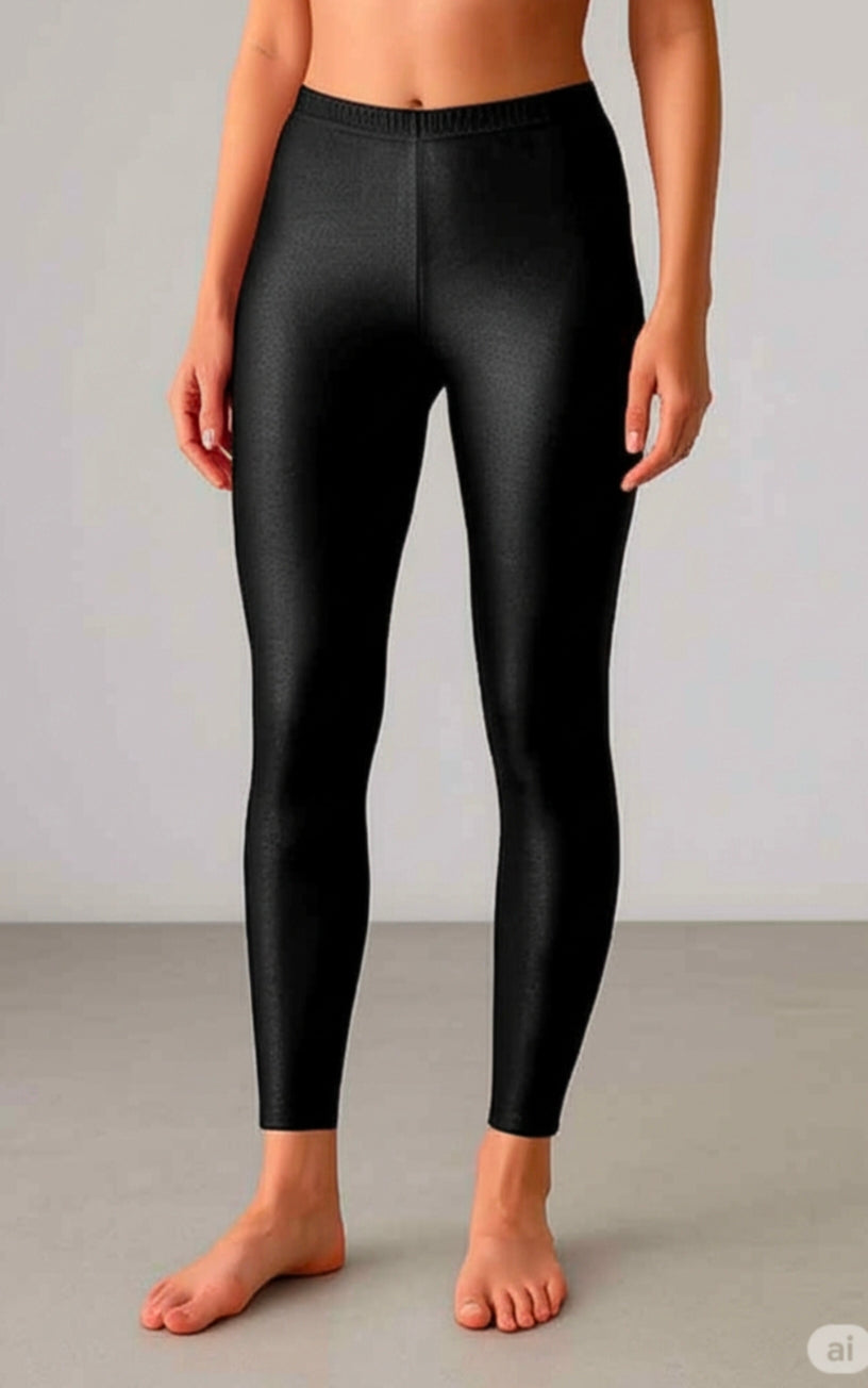 Ankle length Shimmer leggings - Midnight Black