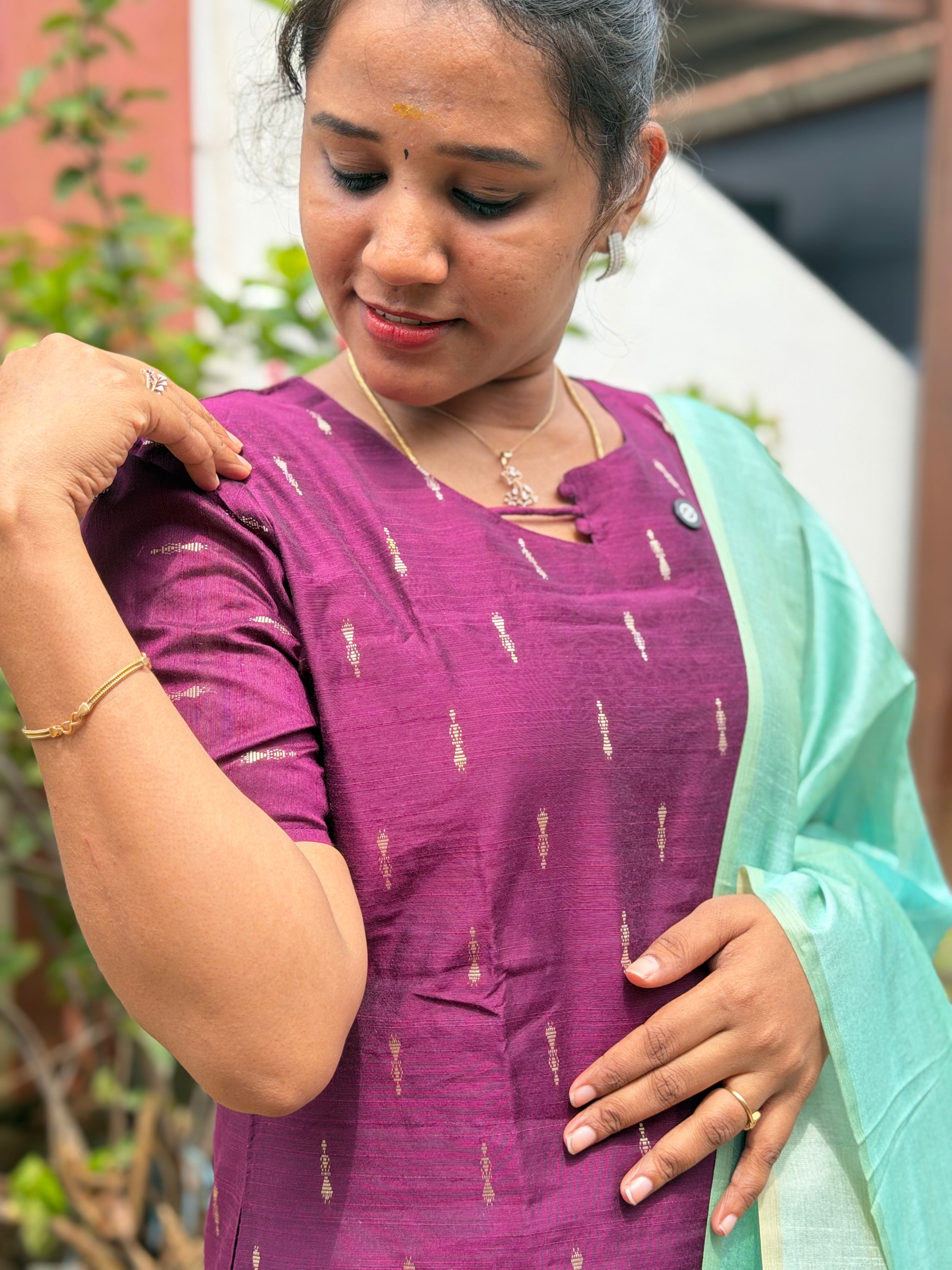 Susmi Brand Premium Raw silk Kurti with Pant and Digital Dupatta