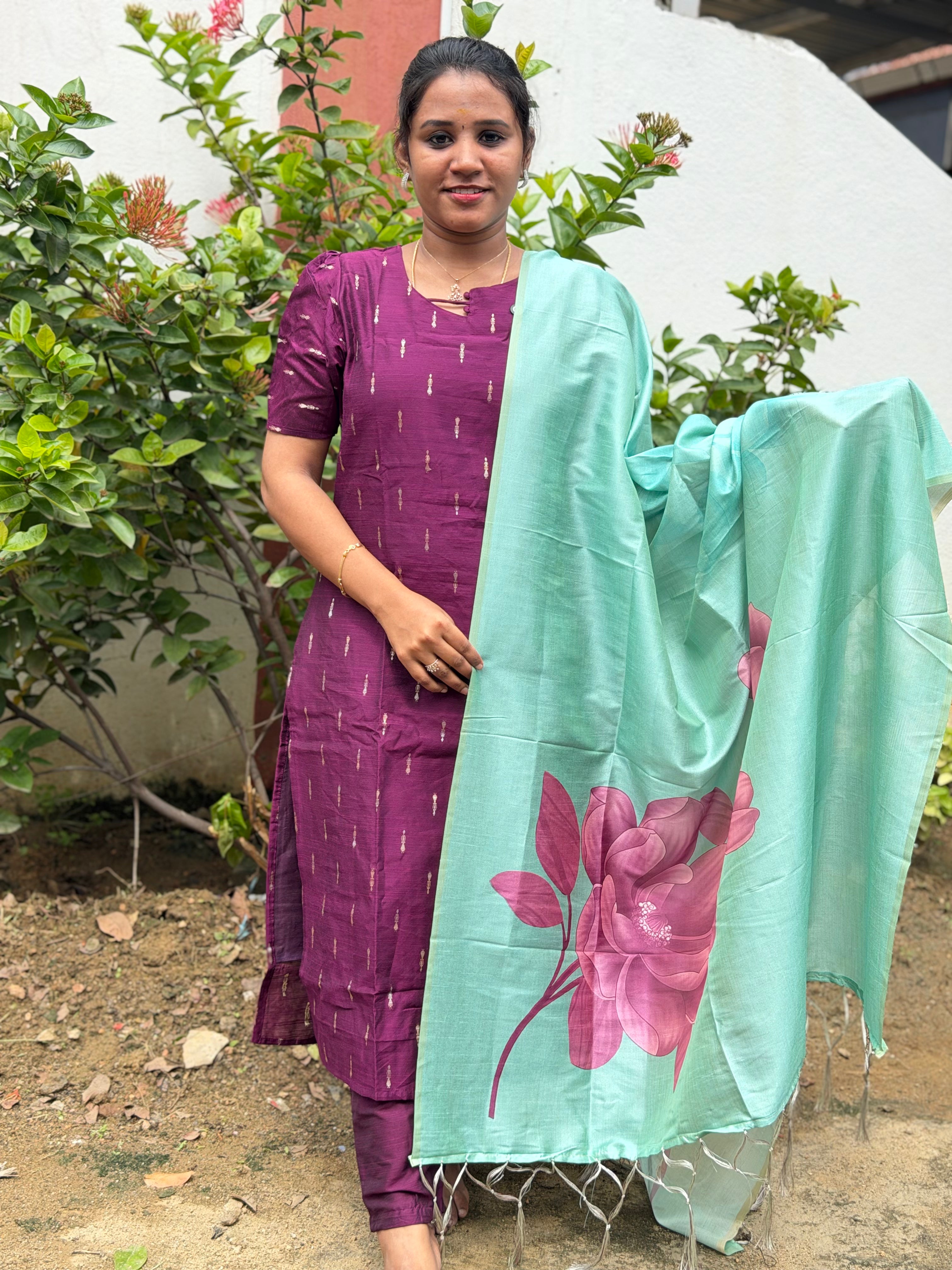 Susmi Brand Premium Raw silk Kurti with Pant and Digital Dupatta