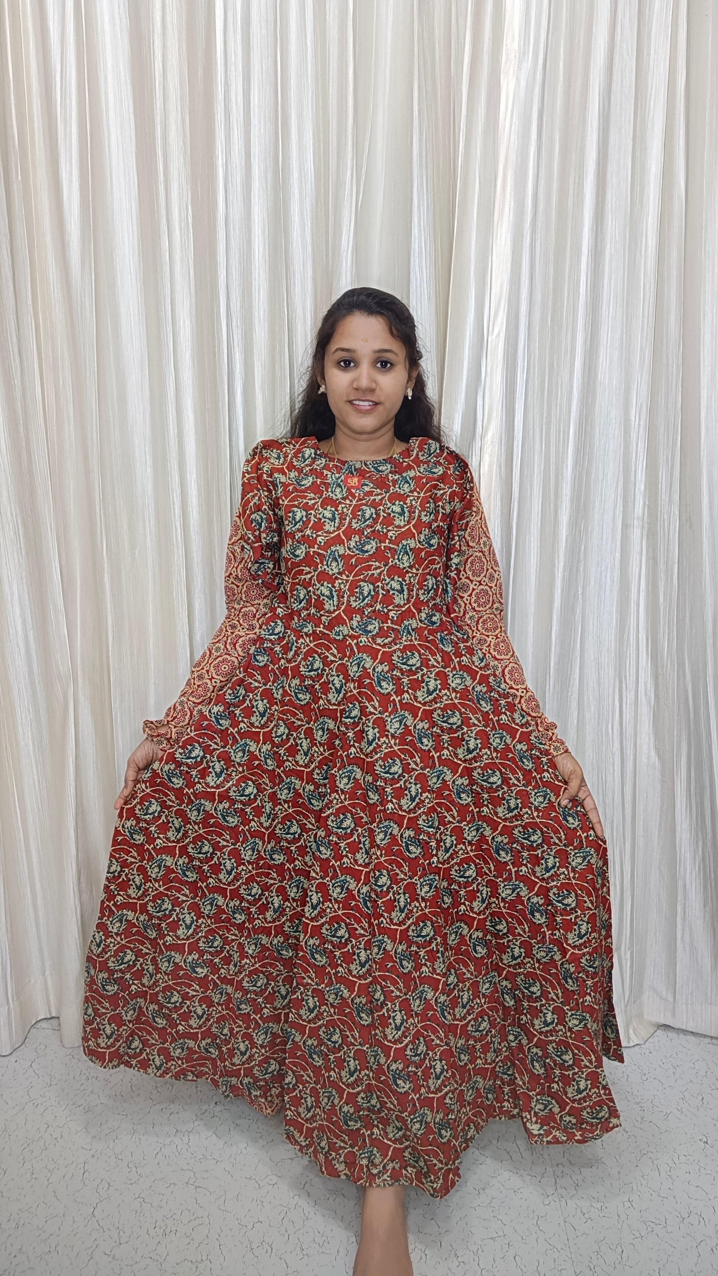 SB111-Customised Kalamkari maxi red