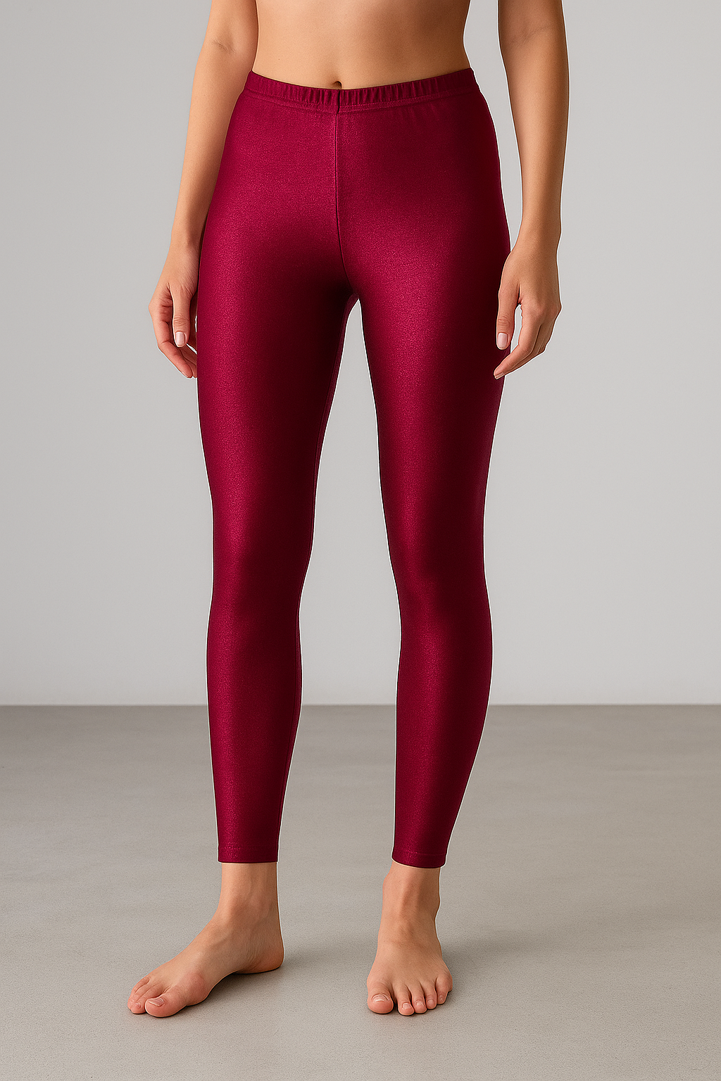 Ankle length Shimmer leggings - Blush Red