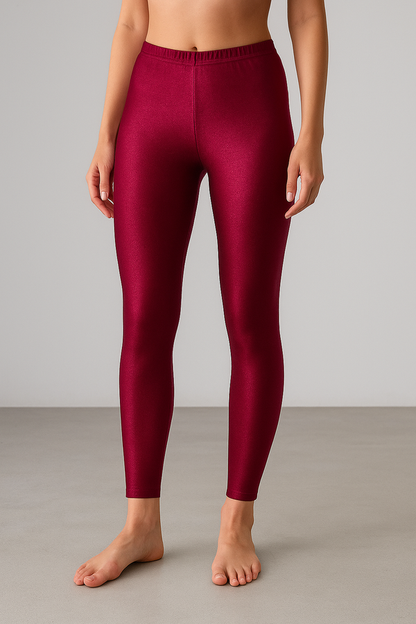 Ankle length Shimmer leggings - Blush Red
