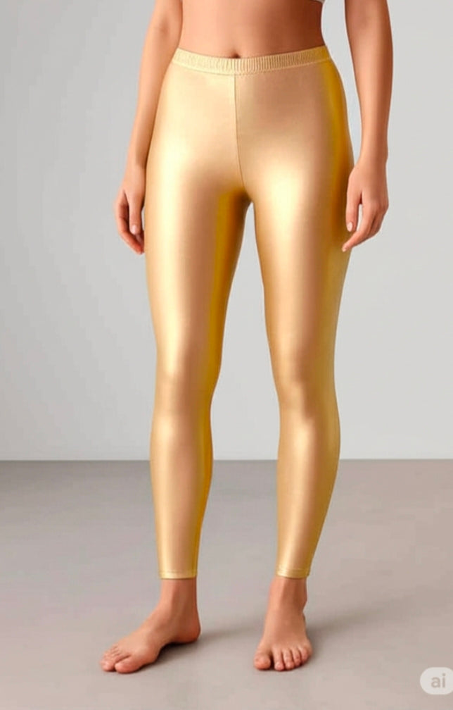 Ankle length Shimmer leggings - Golden Beige
