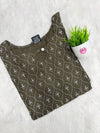 Daily Wear Olive Green Kurti with Brown Motif