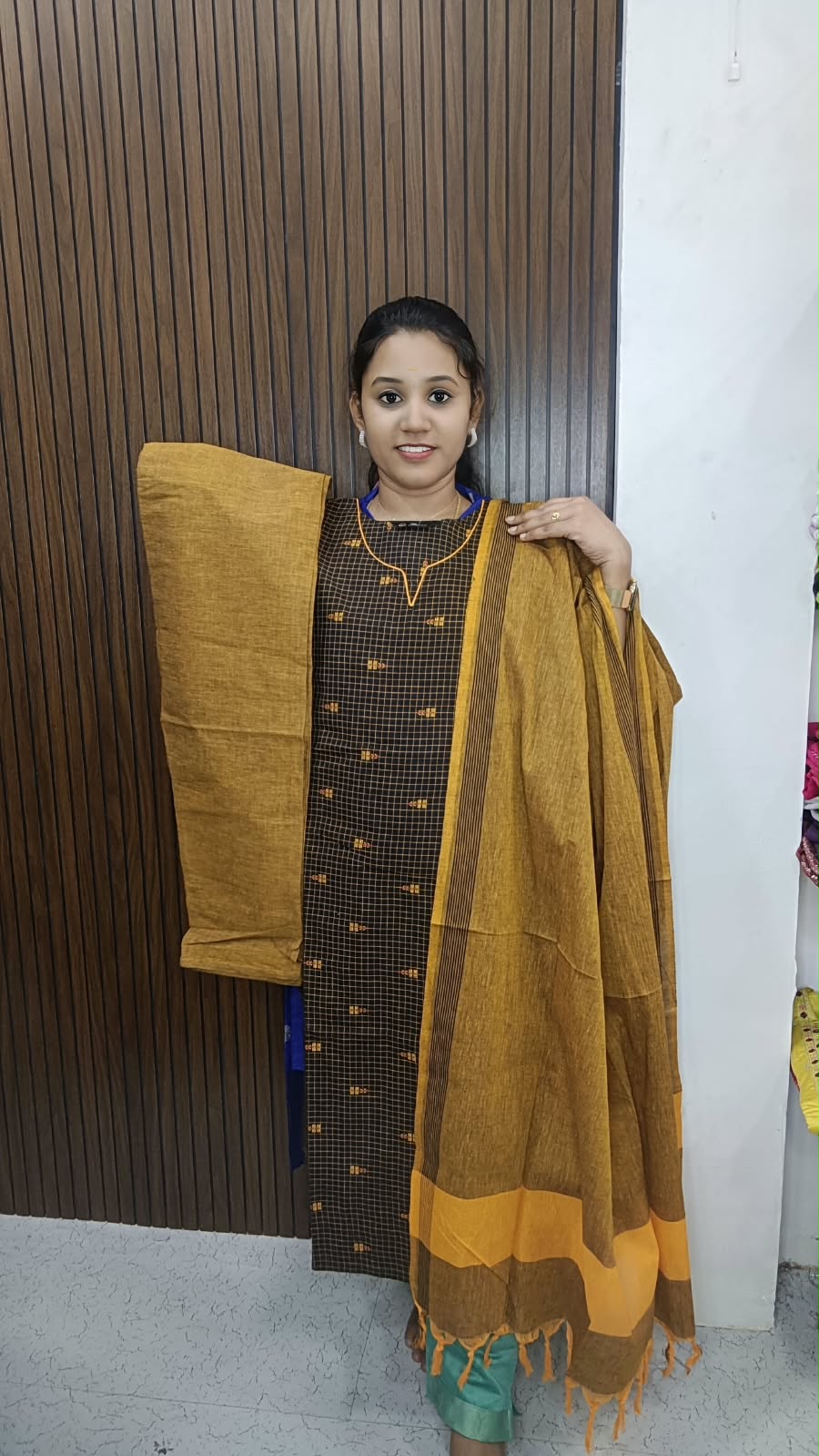 Premium Mangalgiri Cotton Checked  3 piece set collections
