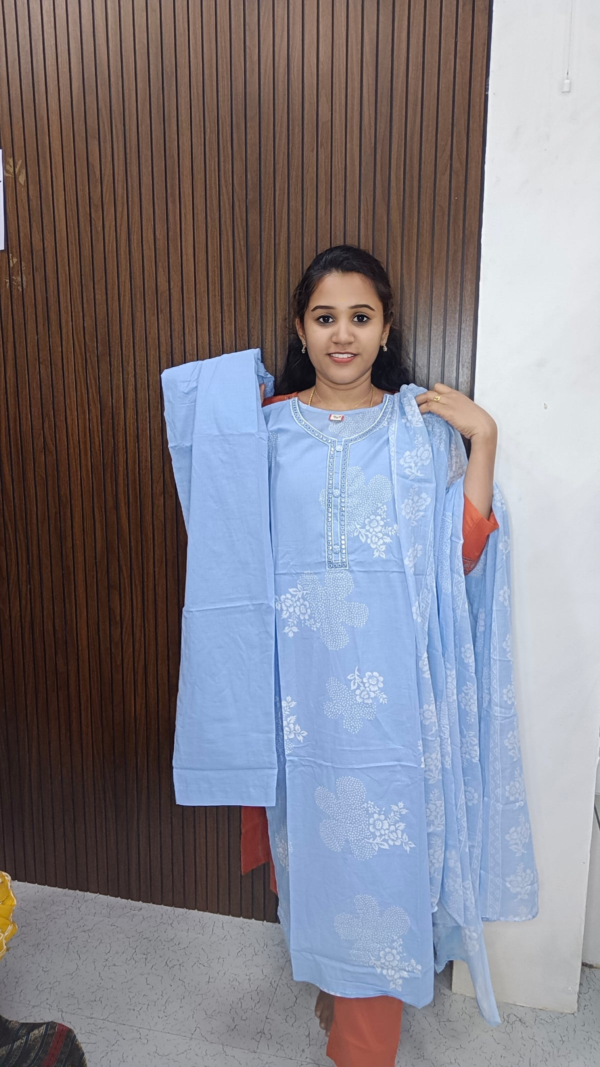 Cotton side open 3 piece Kurtis sets