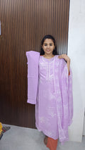 Cotton side open 3 piece Kurtis sets