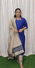 Raw silk masaba neck kurti set