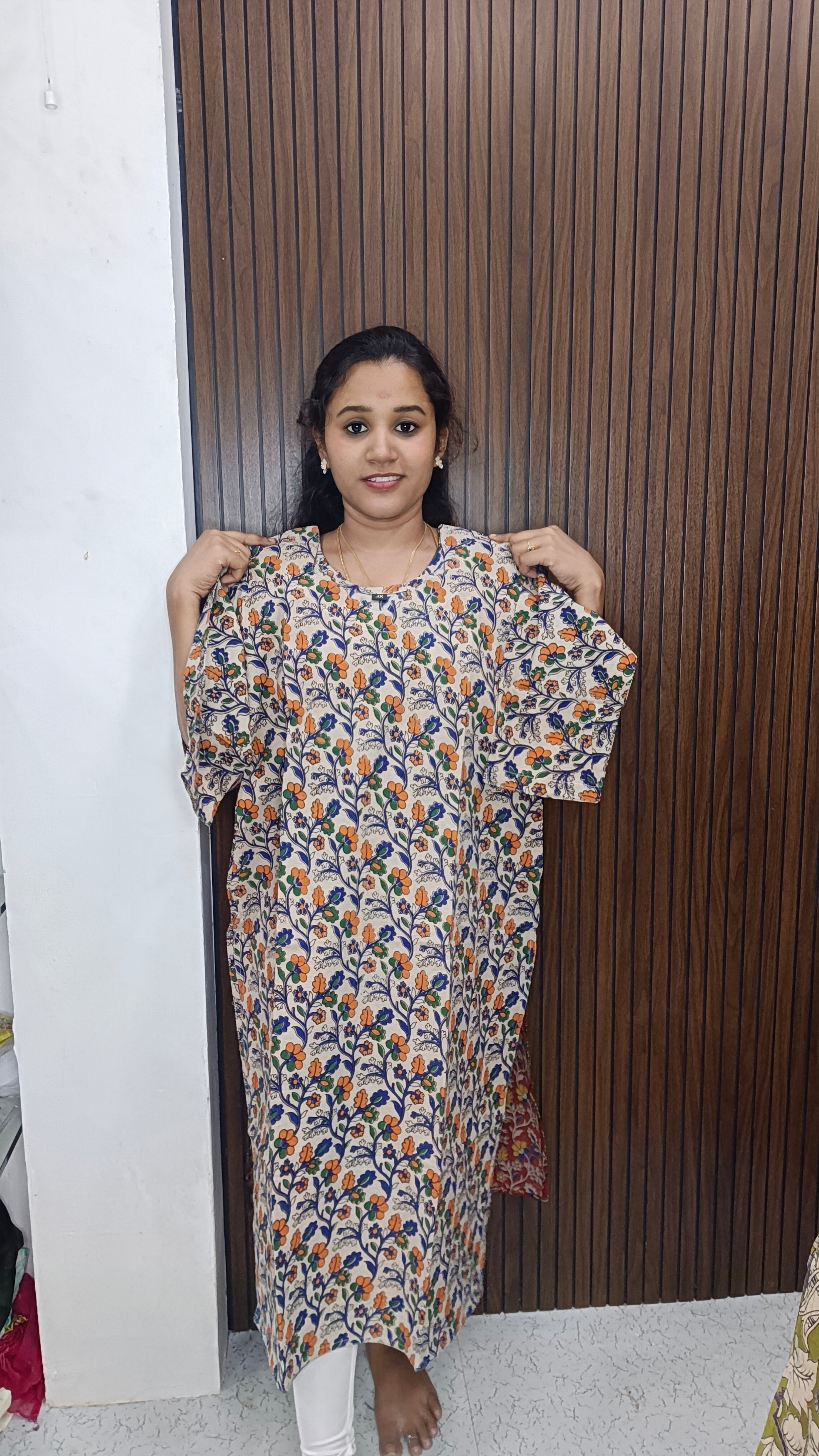 Kalamkari side open kurti
