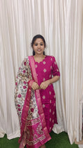 Raw silk kurti set