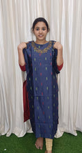 Raw silk hand work kurti