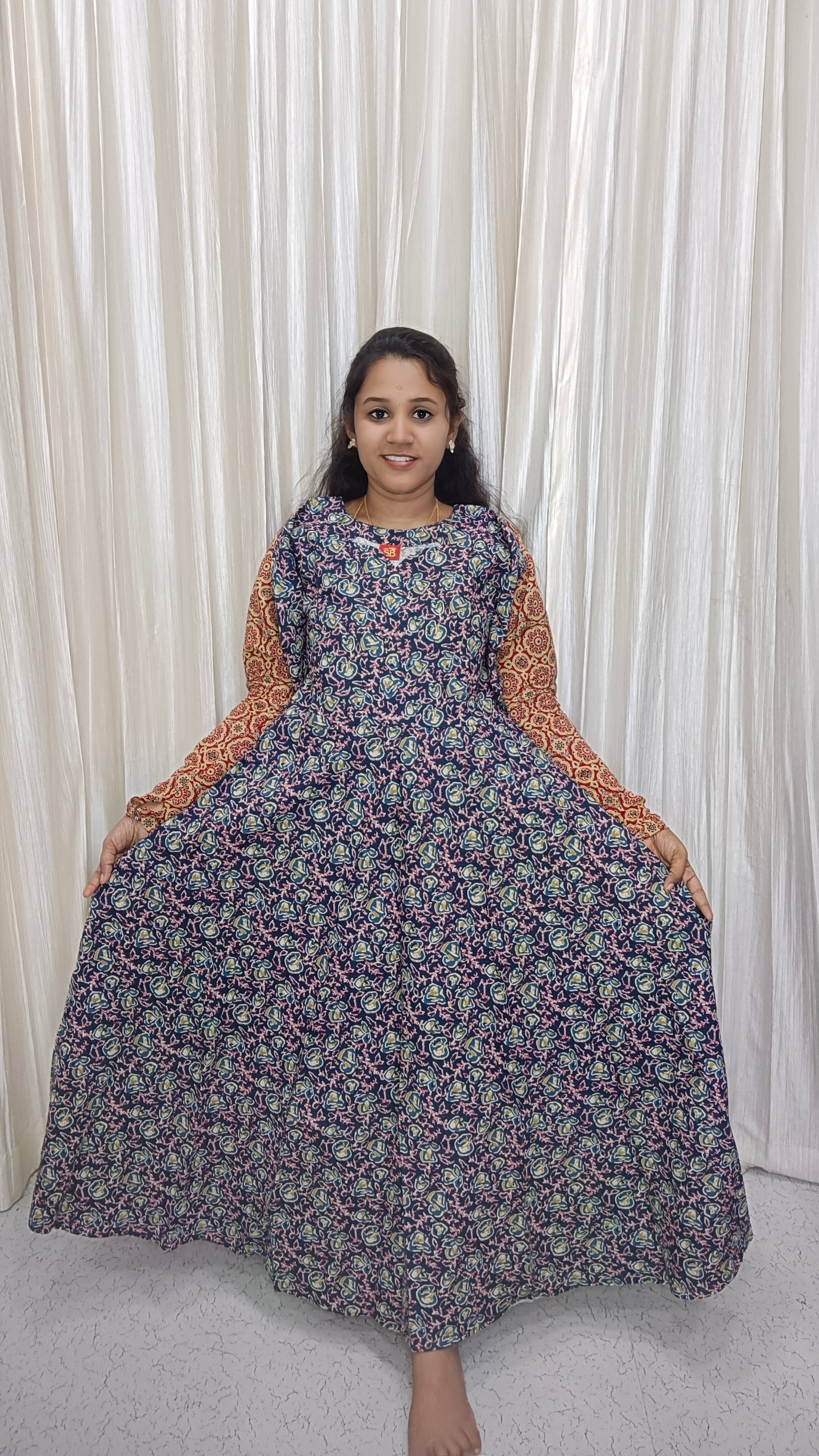 SB108-Customised Kalamkari maxi blue