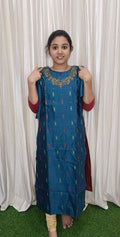 Raw silk hand work kurti