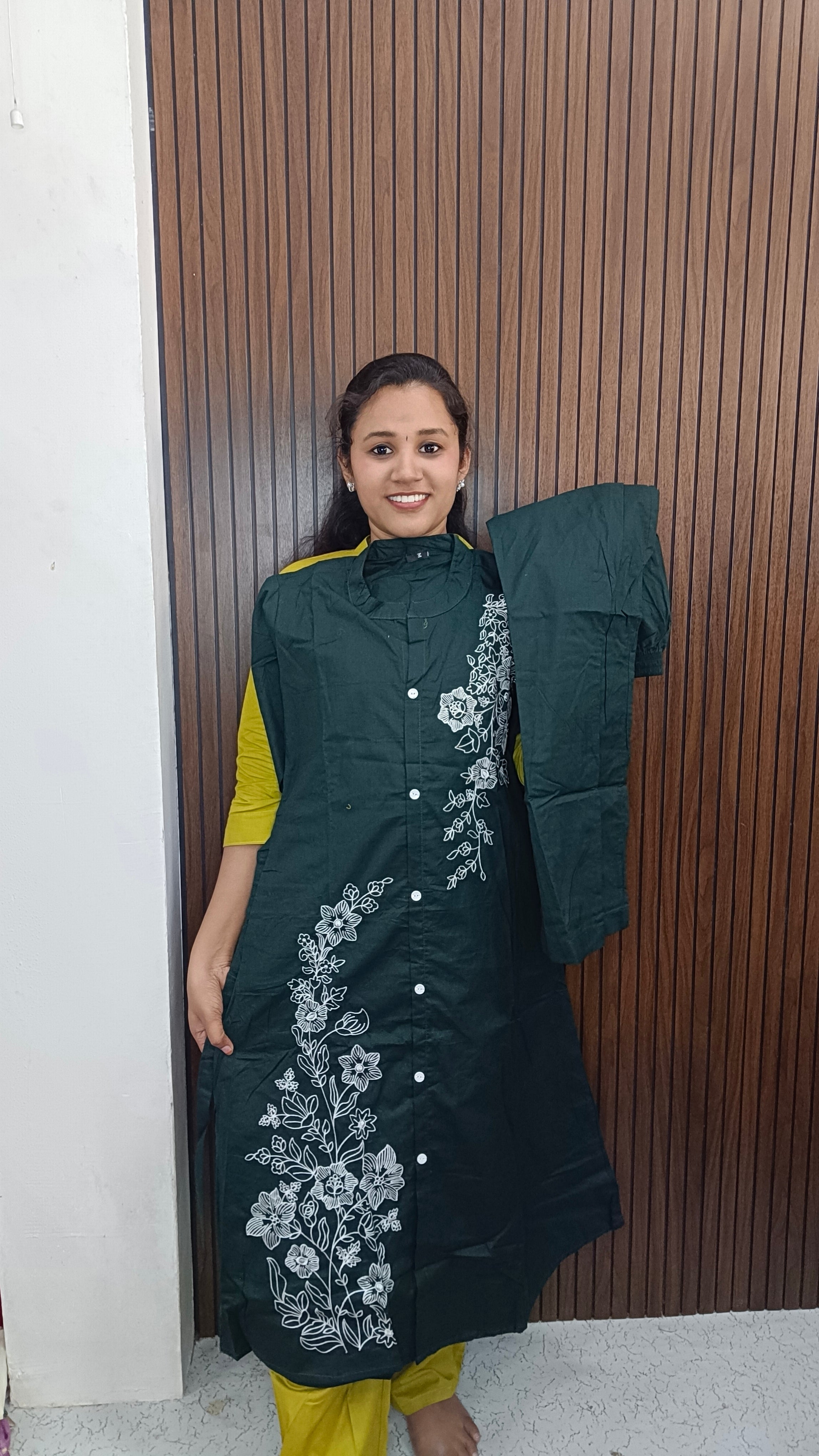 Designer Cotton Coord Set Collection dark bottle green
