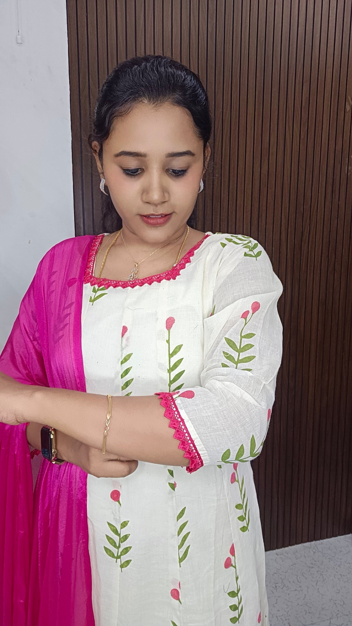 Pink Blossom Maxi with Dupatta