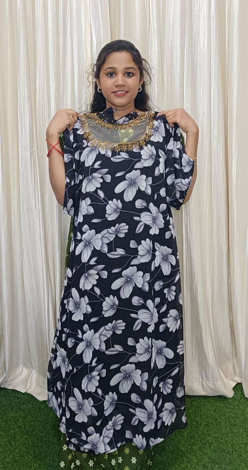 Jewell neck aline kurti