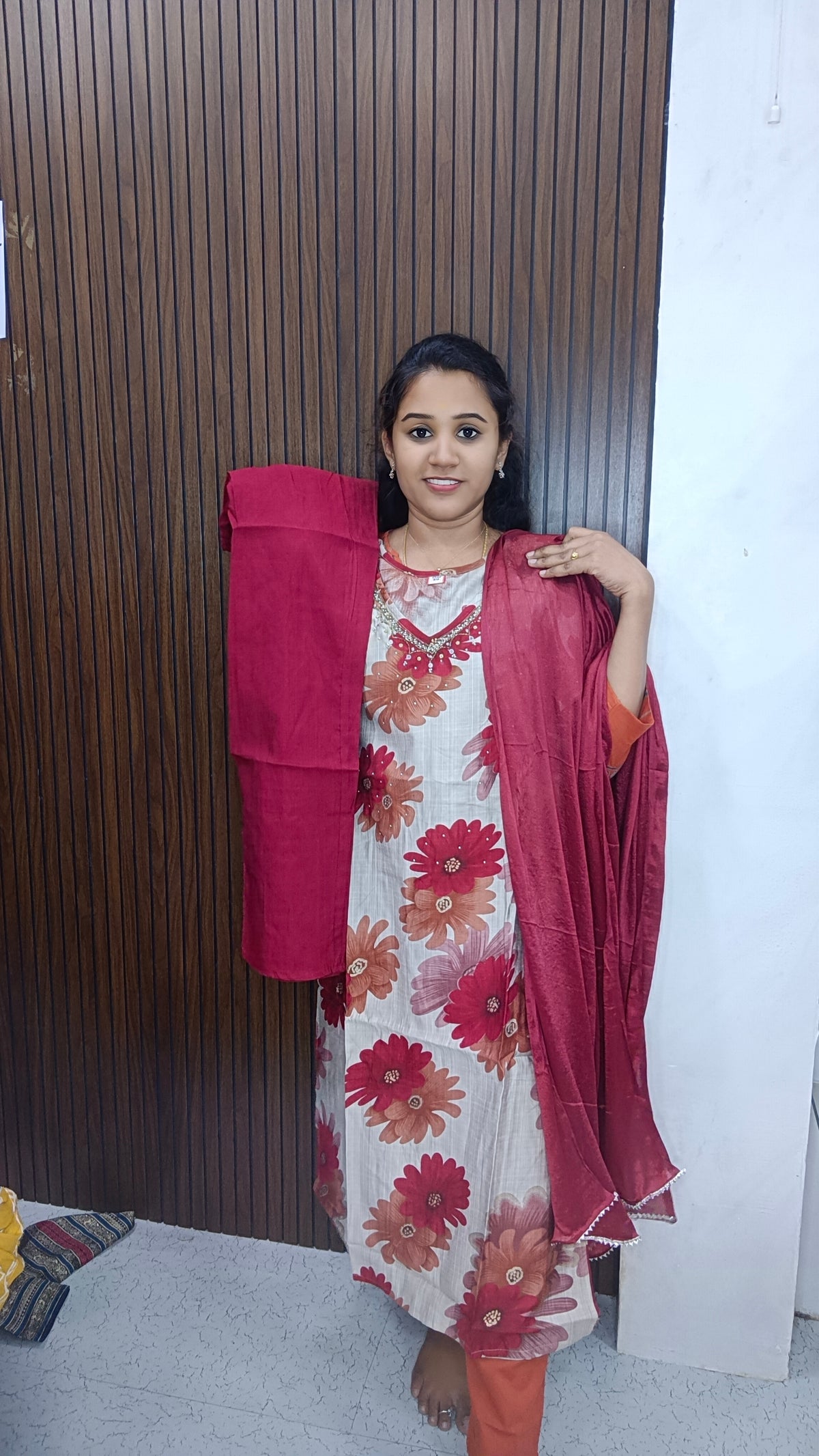 Cotton side open 3 piece Kurtis sets