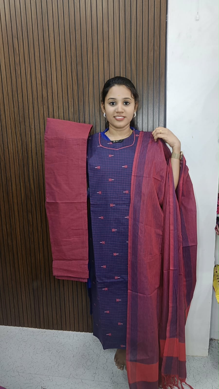 Premium Mangalgiri Cotton Checked  3 piece set collections