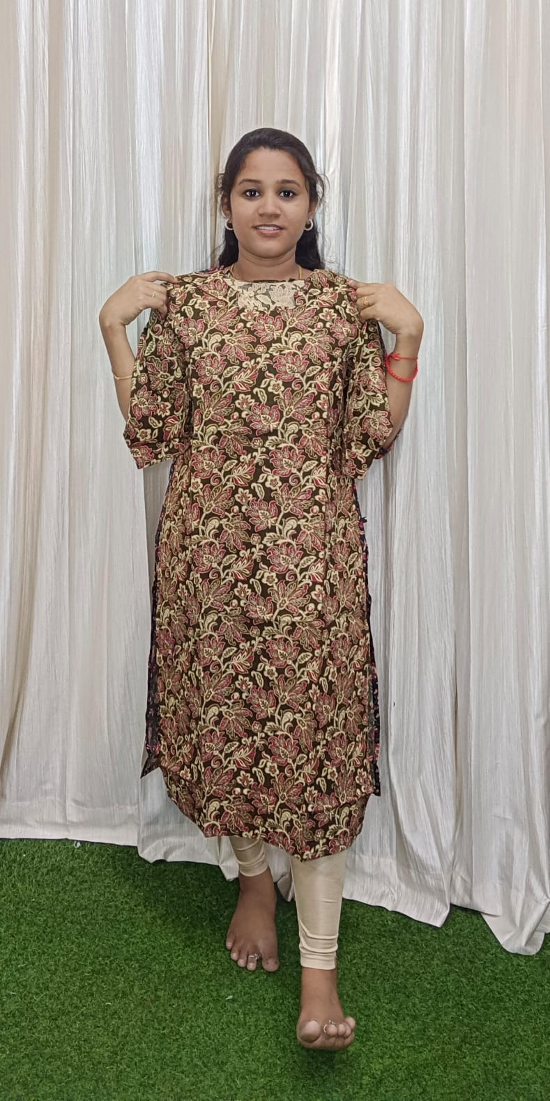 kalamkari side open Kurtis