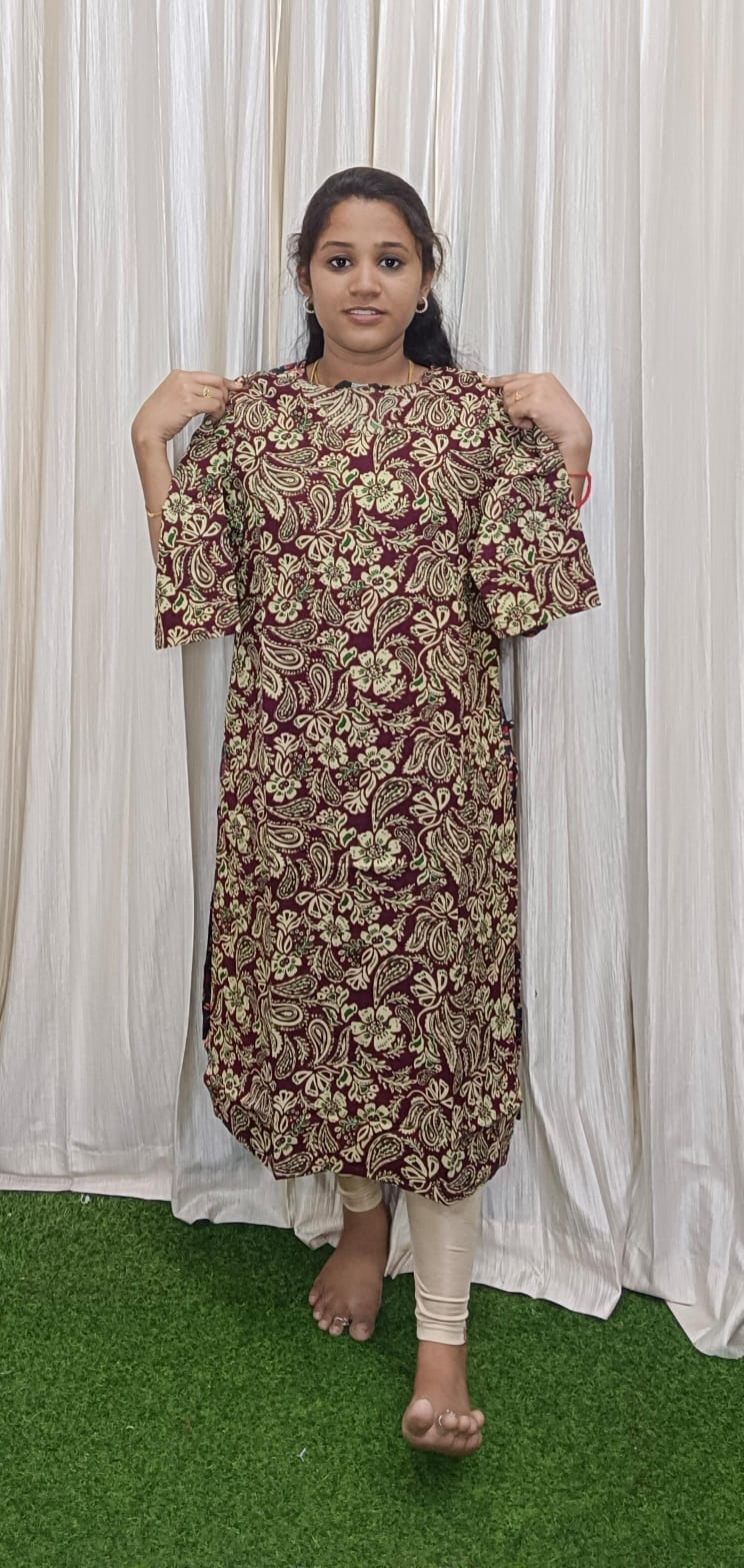 kalamkari side open Kurtis