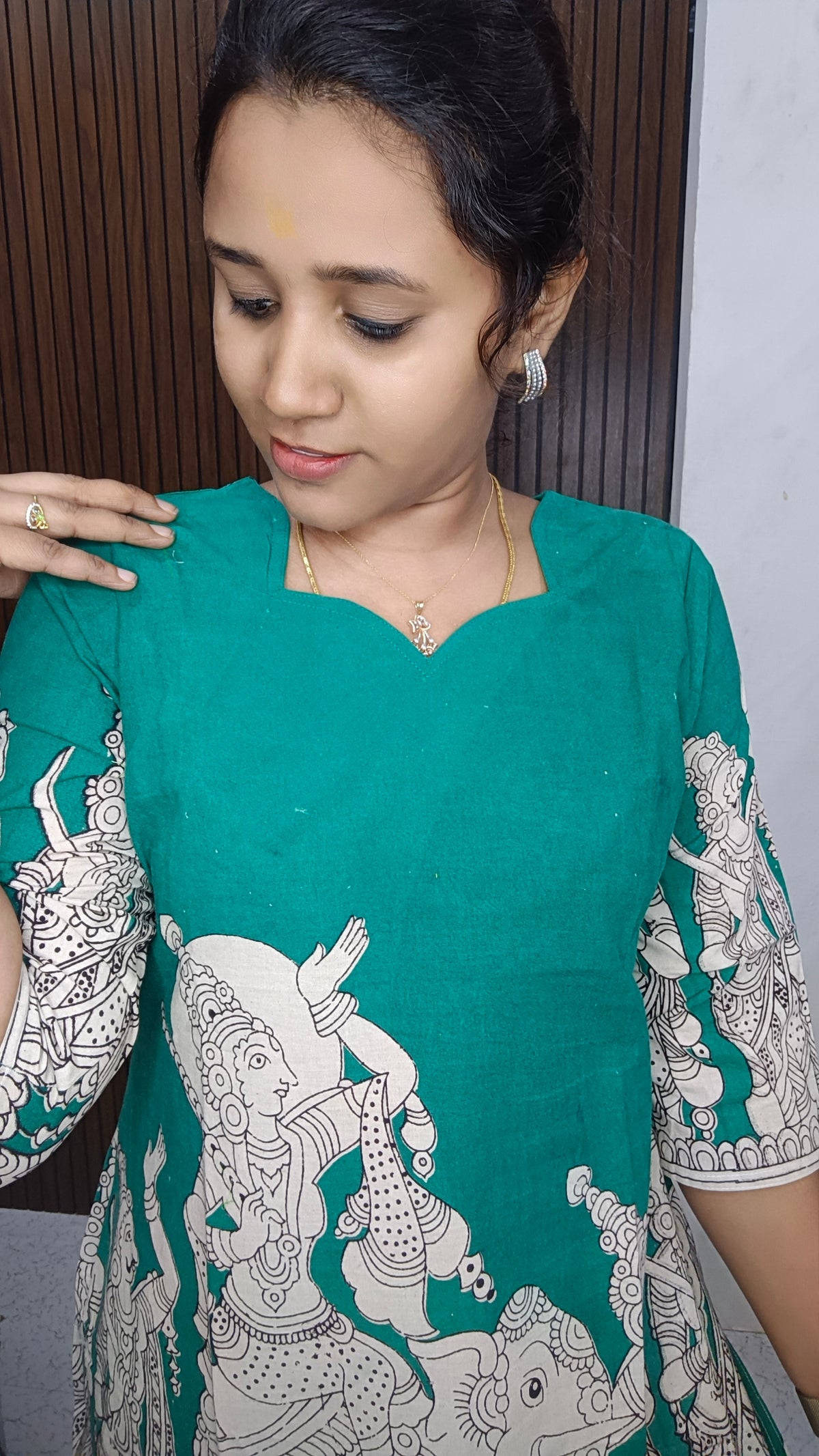 Own brand Cotton Doll Kalamkari side open Kurti
