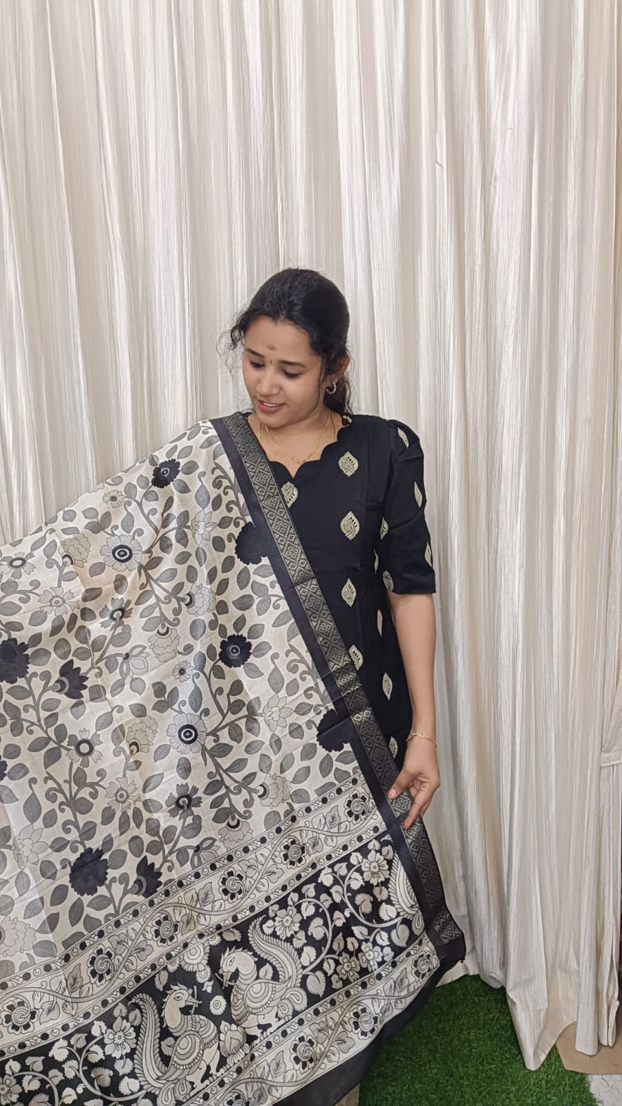 Raw silk kurti set - Black
