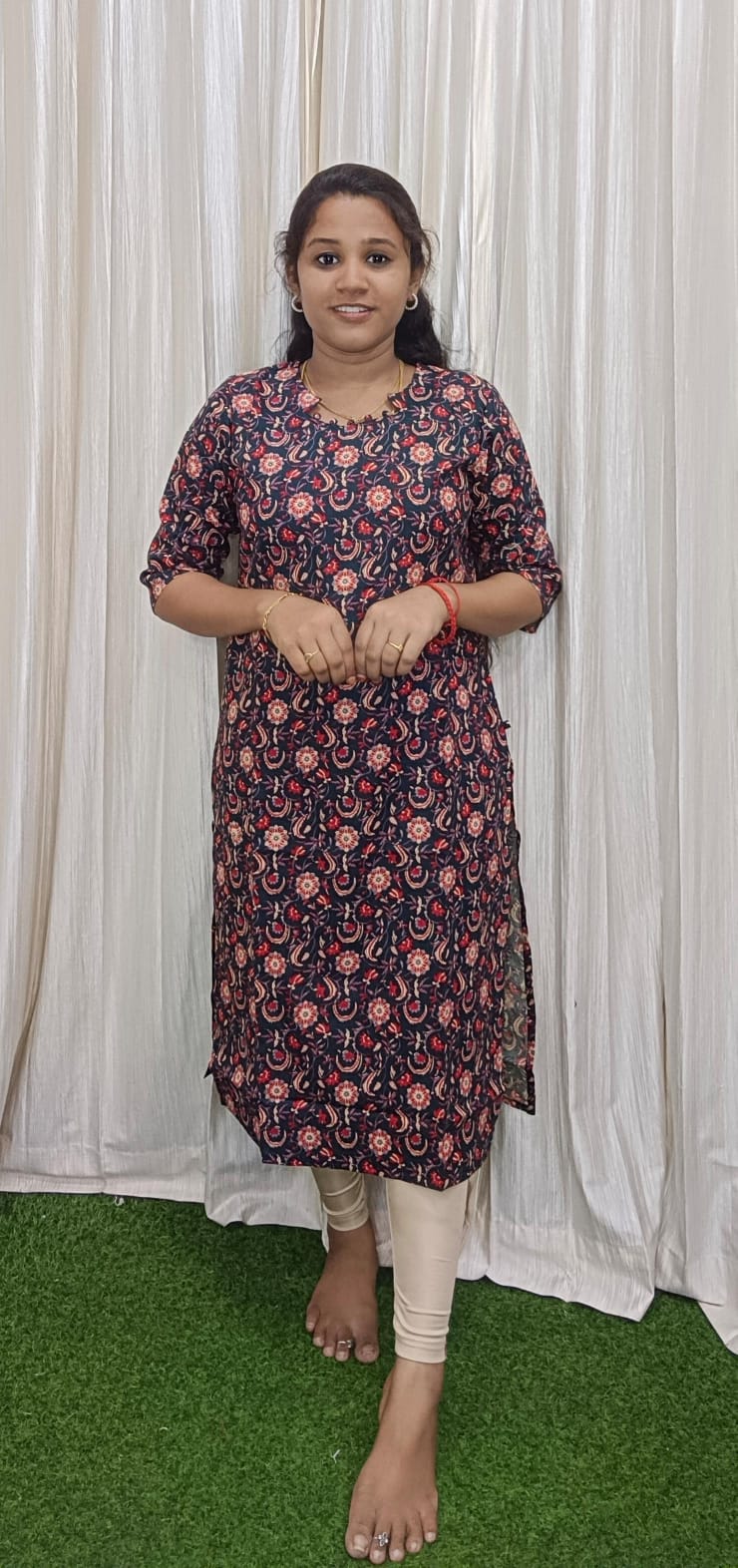 kalamkari side open Kurtis