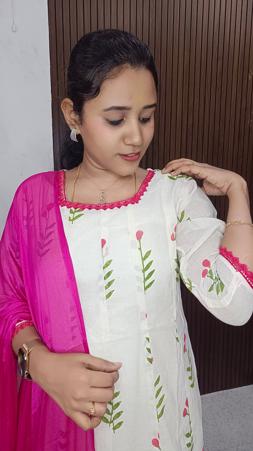 Pink Blossom Maxi with Dupatta