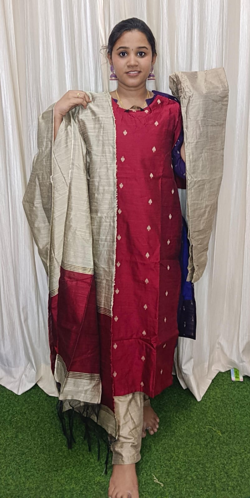 Raw silk kurti set