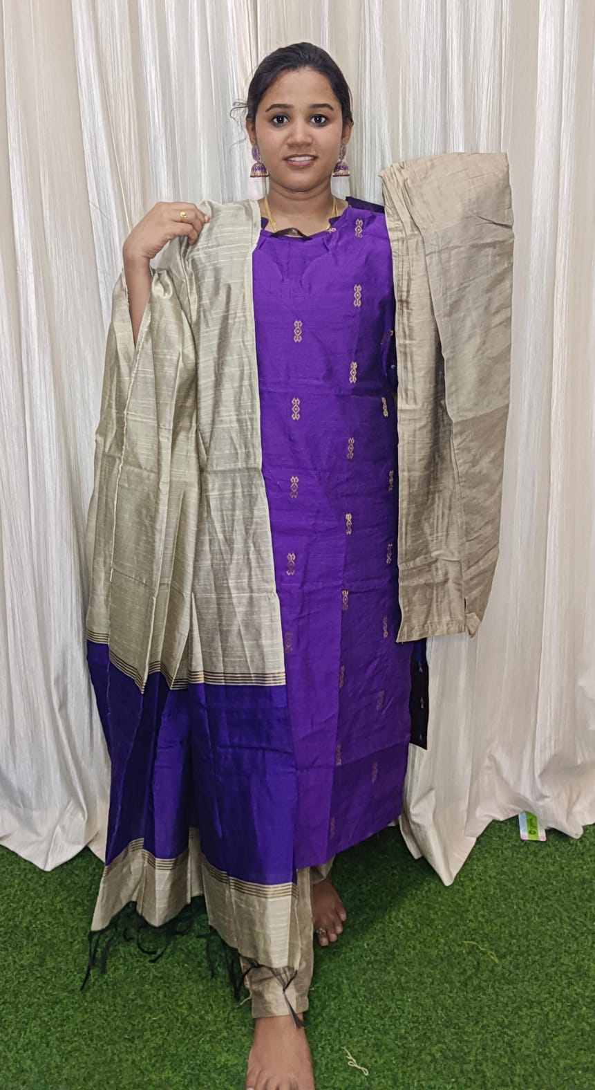 Raw silk kurti set