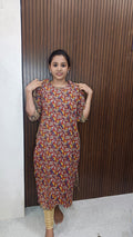 Own brand Cotton Kalamkari side open Kurti
