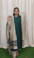 Raw silk masaba neck kurti set