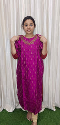 Raw silk hand work kurti