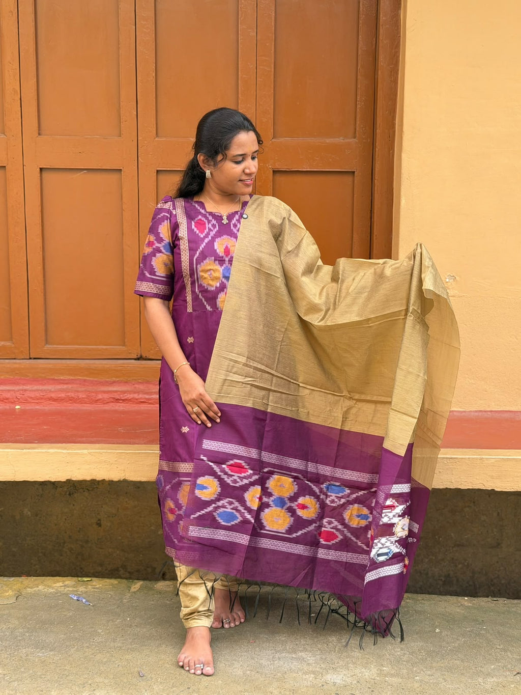 Pochampally silk Kurti Set P0010 purple – SB COLLECTION
