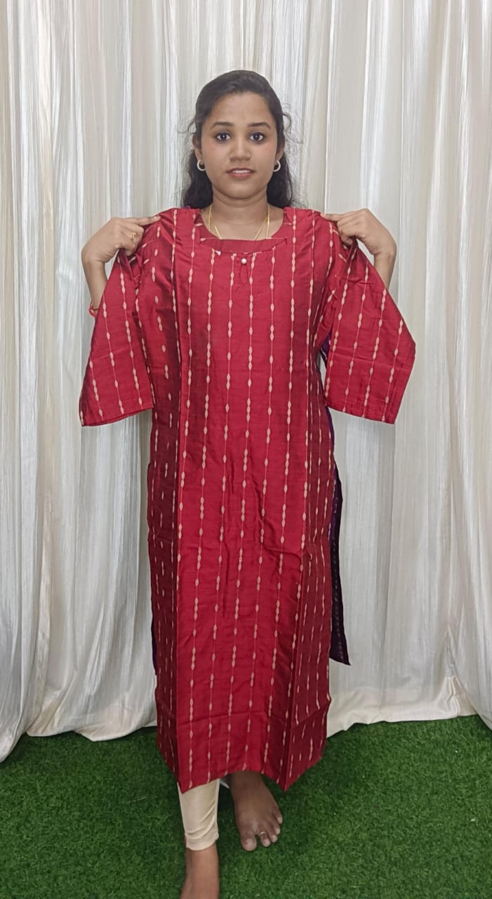 Side open raw silk kurti