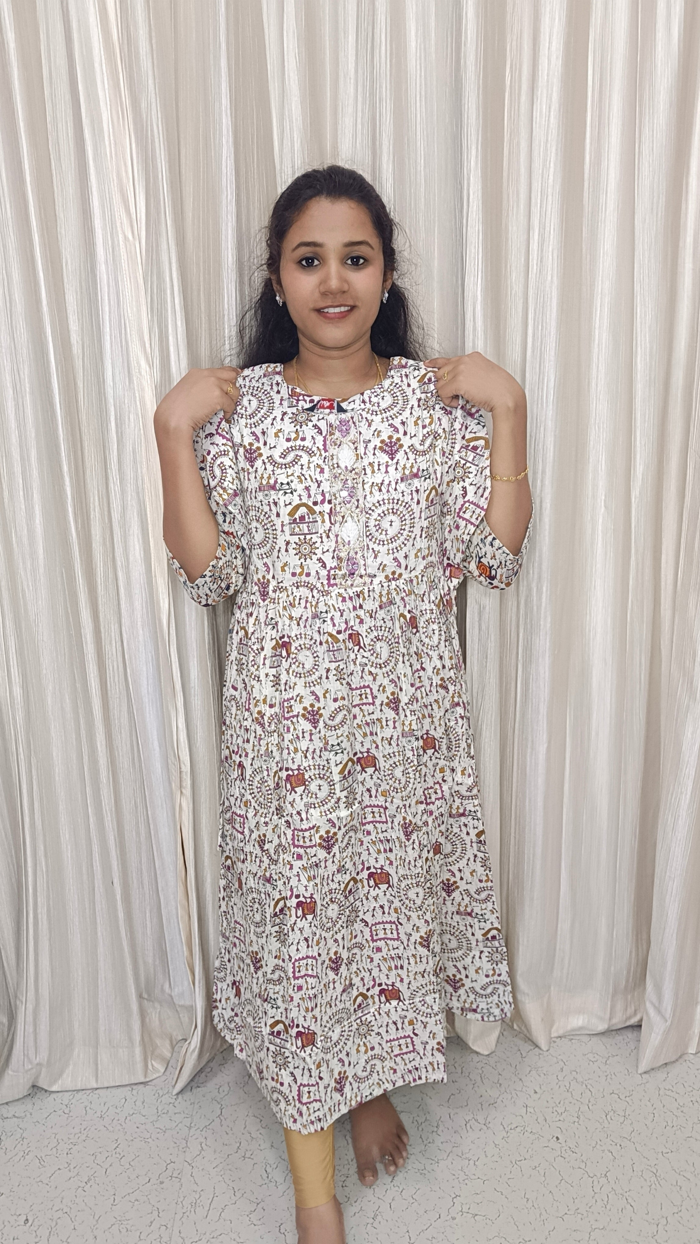 Cotton Maxi warli pink