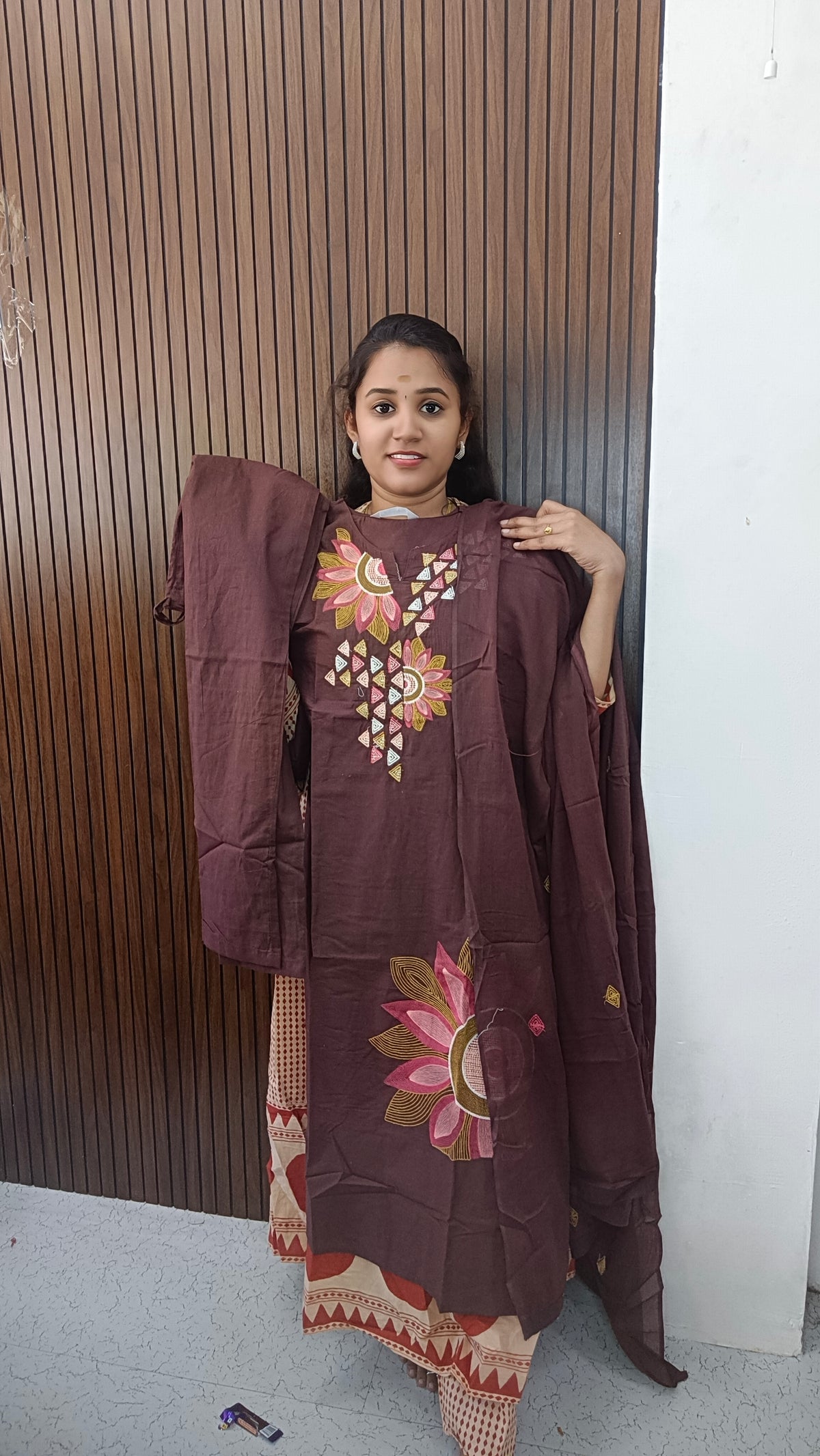 Cotton  side open 3 piece Kurtis sets