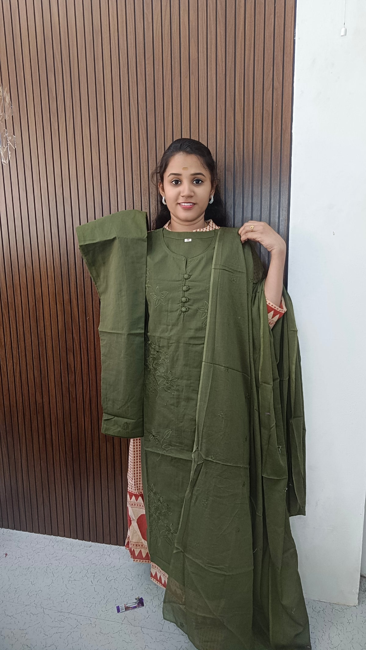 Cotton side open 3 piece Kurtis sets