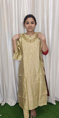 Raw silk hand work kurti