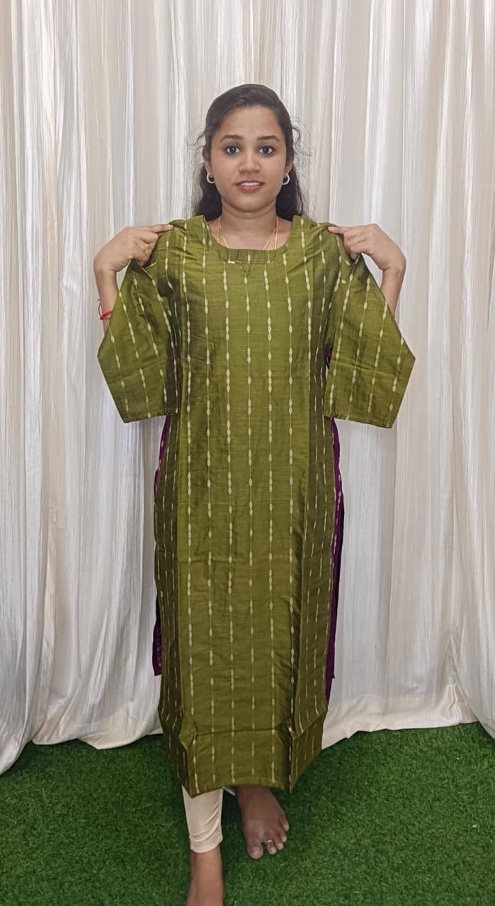 Side open raw silk kurti