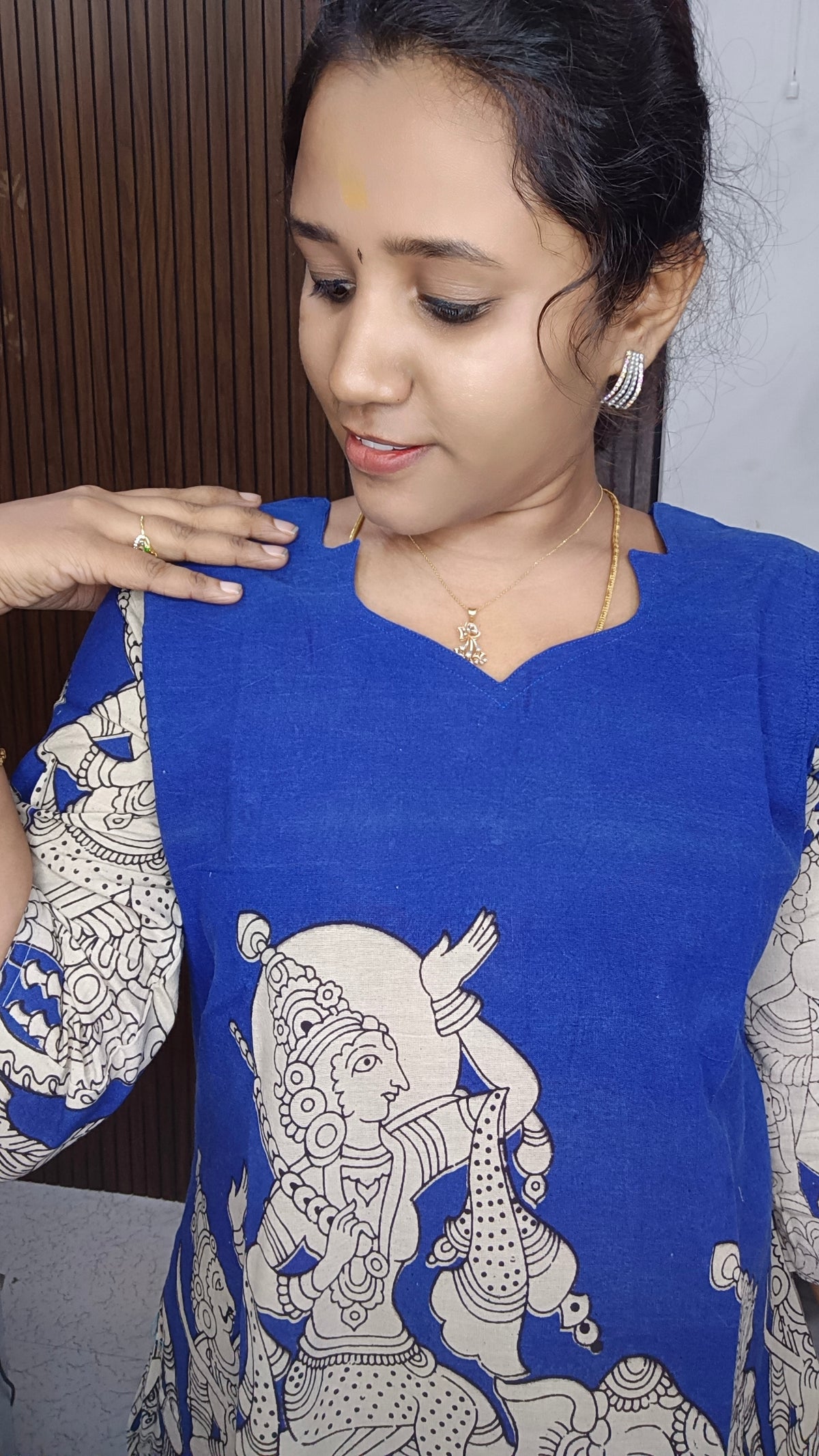 Own brand Cotton Doll Kalamkari side open Kurti