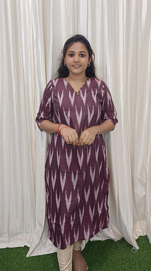 Ikkat side open kurtis