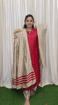 Raw silk masaba neck kurti set