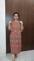 Own brand Cotton Kalamkari side open Kurti