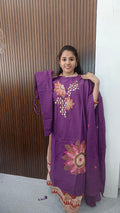 Cotton side open 3 piece Kurtis sets