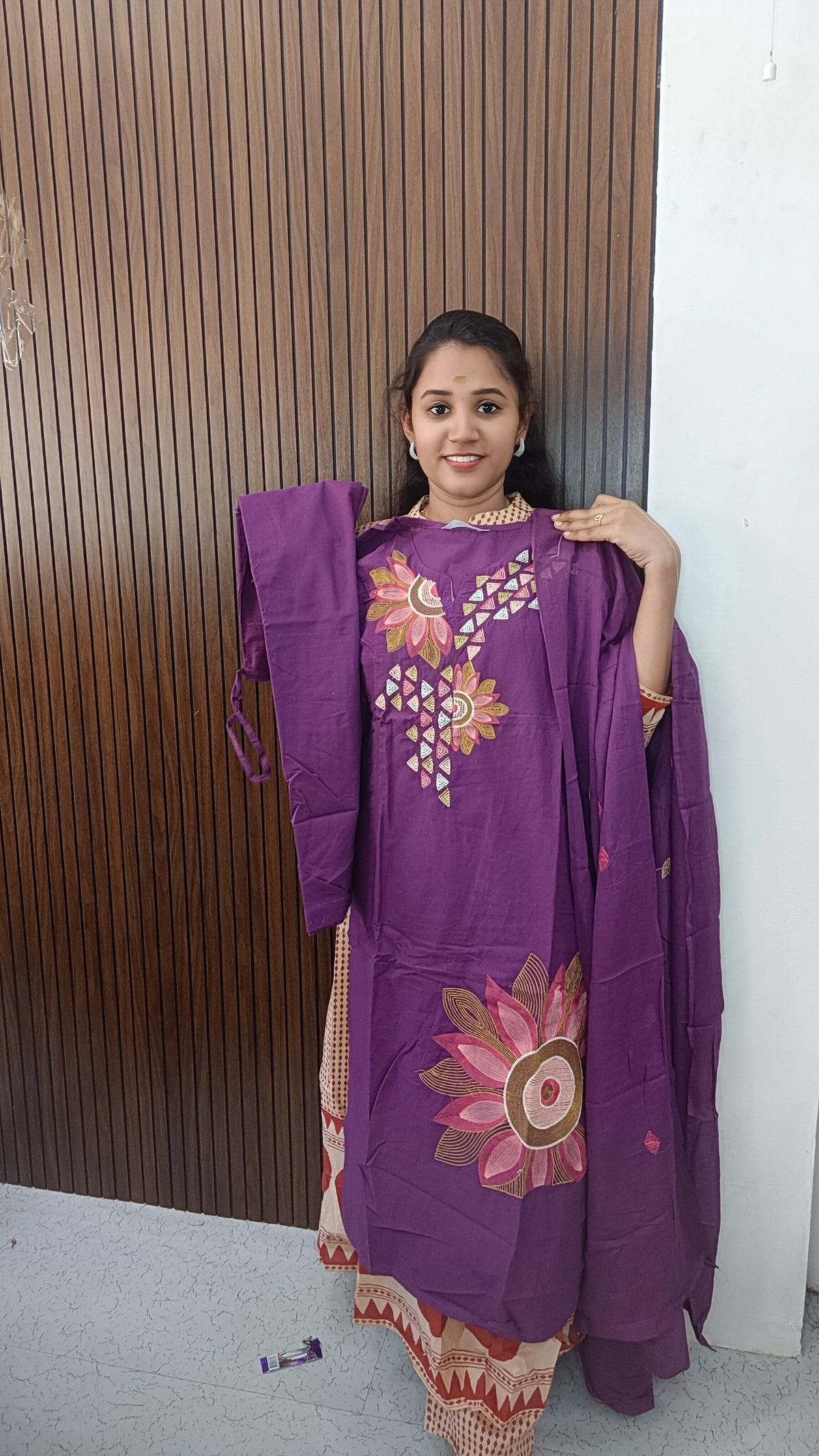 Cotton side open 3 piece Kurtis sets