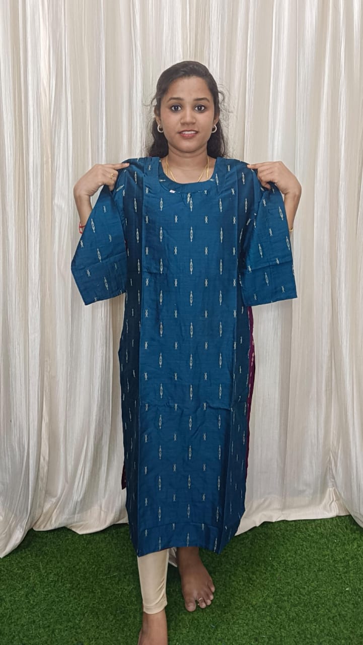 Side open raw silk kurti