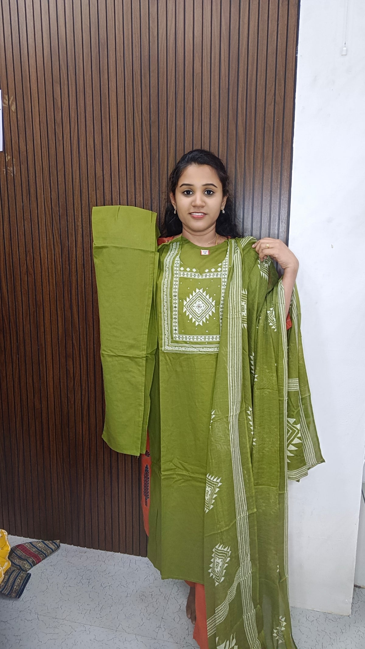 Cotton side open 3 piece Kurtis sets