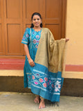 Pochampally silk Kurti Set P004 Sky blue