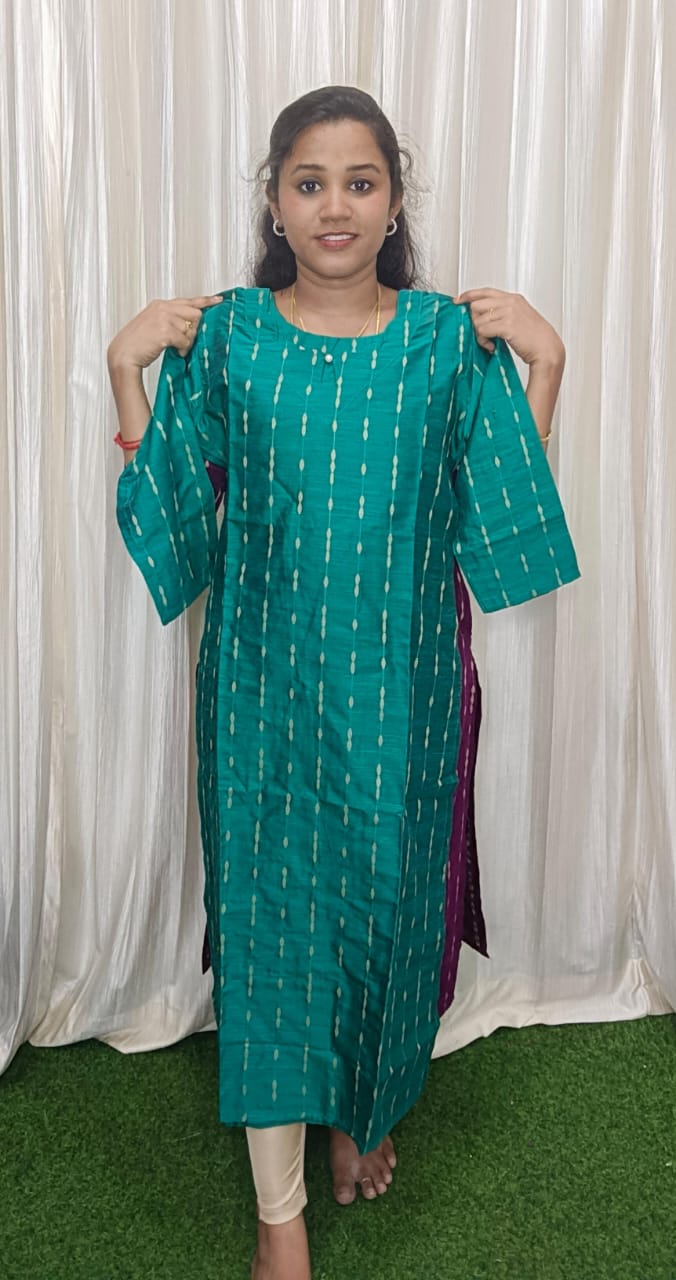Side open raw silk kurti